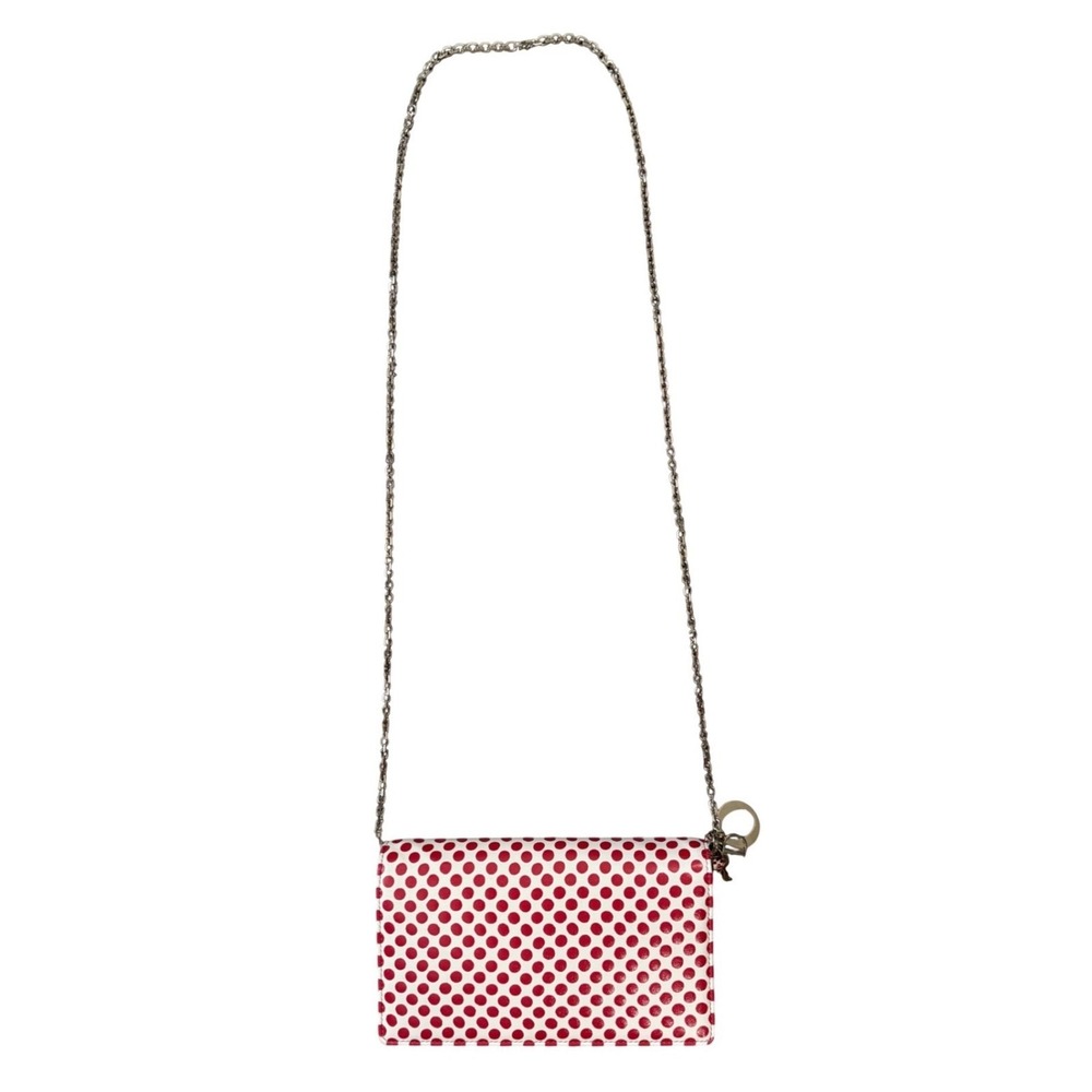 Christian Dior Dioramour Polka Dot Wallet On Chain Crossbody Bag Leather Rare - Picture 4 of 14